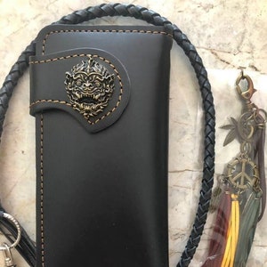 Leder Biker Brieftasche Kette Herren Bifold Brieftasche Handgefertigte Leder Lanyard Brieftasche Lange Brieftasche Biker Geschenk für Grad Geschenk für Männer Geschenk für ihn