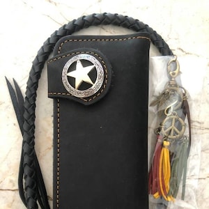 Leder Biker Brieftasche Kette Herren Bifold Brieftasche Handgefertigte Leder Lanyard Brieftasche Lange Brieftasche Biker Geschenk für Grad Geschenk für Männer Geschenk für ihn
