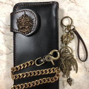 Leder Biker Brieftasche Kette Herren Bifold Brieftasche Handgefertigte Leder Brieftasche Kette Brieftasche Lange Brieftasche Biker Geschenk für Grad Geschenk für Männer Geschenk für ihn