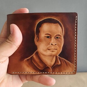 Personalized Photo Leather Wallet for Men Custom Photo Engraving Picture Bifold Wallet Memory Gift Anniversary Gifts for Him Gift for Men