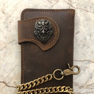 Leder Biker Brieftasche Kette Herren Bifold Brieftasche Handgefertigte Leder Brieftasche Kette Brieftasche Lange Brieftasche Biker Geschenk für Grad Geschenk für Männer Geschenk für ihn