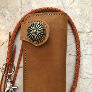 Leder Biker Brieftasche Kette Herren Bifold Brieftasche Handgefertigte Leder Lanyard Brieftasche Lange Brieftasche Biker Geschenk für Grad Geschenk für Männer Geschenk für ihn