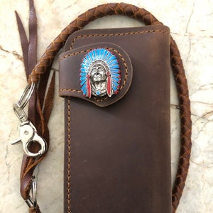 Leder Biker Brieftasche Kette Herren Bifold Brieftasche Handgefertigte Leder Lanyard Brieftasche Lange Brieftasche Biker Geschenk für Grad Geschenk für Männer Geschenk für ihn