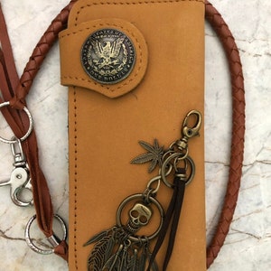 Leder Biker Brieftasche Kette Herren Bifold Brieftasche Handgefertigte Leder Lanyard Brieftasche Lange Brieftasche Biker Geschenk für Grad Geschenk für Männer Geschenk für ihn