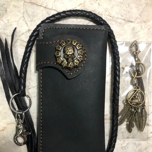Leder Biker Brieftasche Kette Herren Bifold Brieftasche Handgefertigte Leder Lanyard Brieftasche Lange Brieftasche Biker Geschenk für Grad Geschenk für Männer Geschenk für ihn