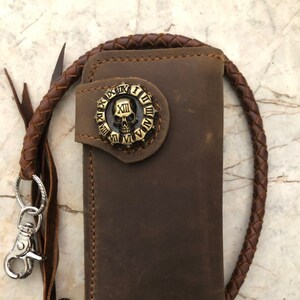 Leder Biker Brieftasche Kette Herren Bifold Brieftasche Handgefertigte Leder Lanyard Brieftasche Lange Brieftasche Biker Geschenk für Grad Geschenk für Männer Geschenk für ihn