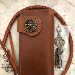 Leder Biker Brieftasche Kette Herren Bifold Brieftasche Handgefertigte Leder Lanyard Brieftasche Lange Brieftasche Biker Geschenk für Grad Geschenk für Männer Geschenk für ihn