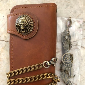 Leder Biker Brieftasche Kette Herren Bifold Brieftasche Handgefertigte Leder Brieftasche Kette Brieftasche Lange Brieftasche Biker Geschenk für Grad Geschenk für Männer Geschenk für ihn