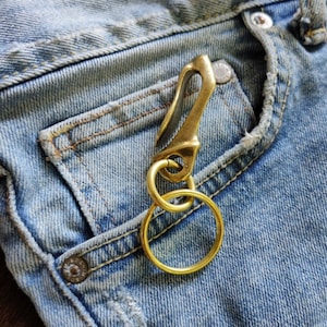 Massivem Messing Fischhaken Biker Schlüsselanhänger Messinghaken Jeans Schlüsselanhänger Minimalist Schlüsselanhänger Geschenk für Ihn Geschenk für Männer