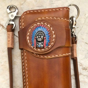 Leder Biker Brieftasche Kette Herren Bifold Brieftasche Handgefertigte Leder Lanyard Brieftasche Lange Brieftasche Biker Geschenk für Grad Geschenk für Männer Geschenk für ihn