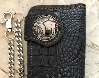 Leather Biker Wallet Chain Mens Bifold Wallet Handmade Leather Wallet Chain Wallet Long Wallet Biker Gift For Grad Gift For Men Gift For Him