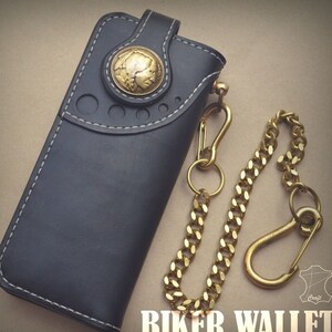 Leder Biker Brieftasche Kette Herren Bifold Brieftasche Handgefertigte Leder Brieftasche Kette Brieftasche Lange Brieftasche Biker Geschenk für Grad Geschenk für Männer Geschenk für ihn