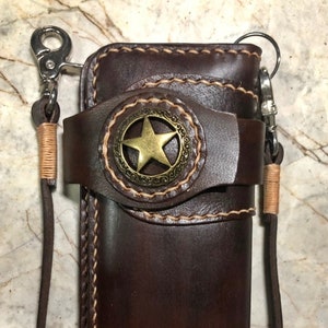 Leder Biker Brieftasche Kette Herren Bifold Brieftasche Handgefertigte Leder Lanyard Brieftasche Lange Brieftasche Biker Geschenk für Grad Geschenk für Männer Geschenk für ihn