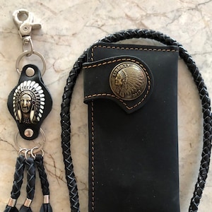 Leder Biker Brieftasche Kette Herren Bifold Brieftasche Handgefertigte Leder Lanyard Brieftasche Lange Brieftasche Biker Geschenk für Grad Geschenk für Männer Geschenk für ihn