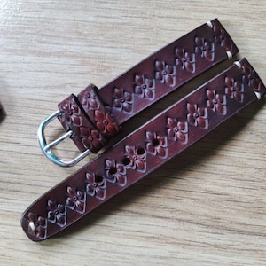 Western Watchband Custom Leather Watch Strap Tooled Leather Watch Strap Carved Floral Watch Band 24mm 22mm 20mm 19mm 18mm Gift For Him