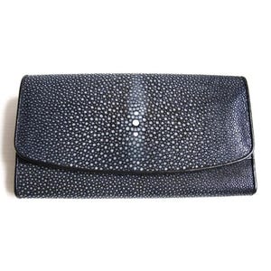 Cartera de raya negra Cartera de piel de raya genuina Cartera de piel de raya pulida Cartera exótica Cartera plegable Regalo para mamá Regalo para ella