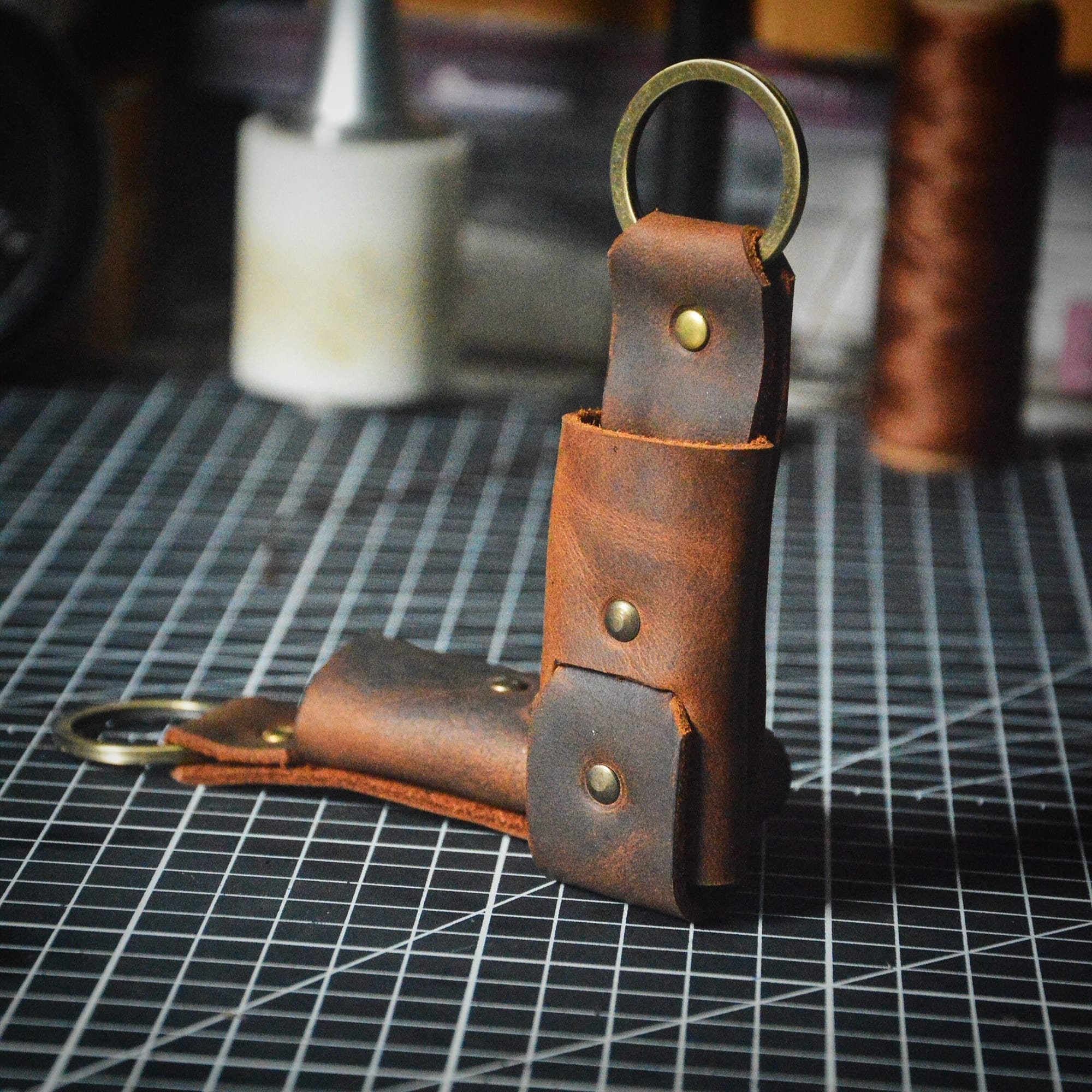Leather Keychain Leather Clip Keychain Minimalist Handmade Leather