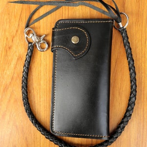 Leder Biker Brieftasche Kette Herren Bifold Brieftasche Handgefertigte Leder Lanyard Brieftasche Lange Brieftasche Biker Geschenk für Grad Geschenk für Männer Geschenk für ihn
