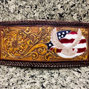 Cartera de cuero tallada a mano, cartera floral, cartera plegable estilo vaquero occidental para hombre, cartera de cuero repujado, regalo para él, regalo para hombre, regalo para papá