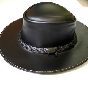 Cattleman Cowboy Hat Foldable Hat Genuine Leather Australian Hat Mens Leather Hats Womans Leather Hat Western Trekking Australian Bush Hat