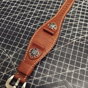 Brown Leather Watch Strap Band Handmade Leather Watch Band 24mm 23mm 22mm 21mm 20mm 19mm 18mm Custom Sized Cowhide Leather Gift Watch