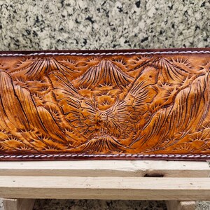 Cartera de cuero tallada a mano, cartera floral, cartera plegable estilo vaquero occidental para hombre, cartera de cuero repujado, regalo para él, regalo para hombre, regalo para papá