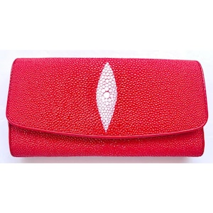 Cartera de raya roja Cartera de piel de raya genuina Cartera de piel de raya pulida Cartera exótica Cartera plegable Regalo para mamá Regalo para ella