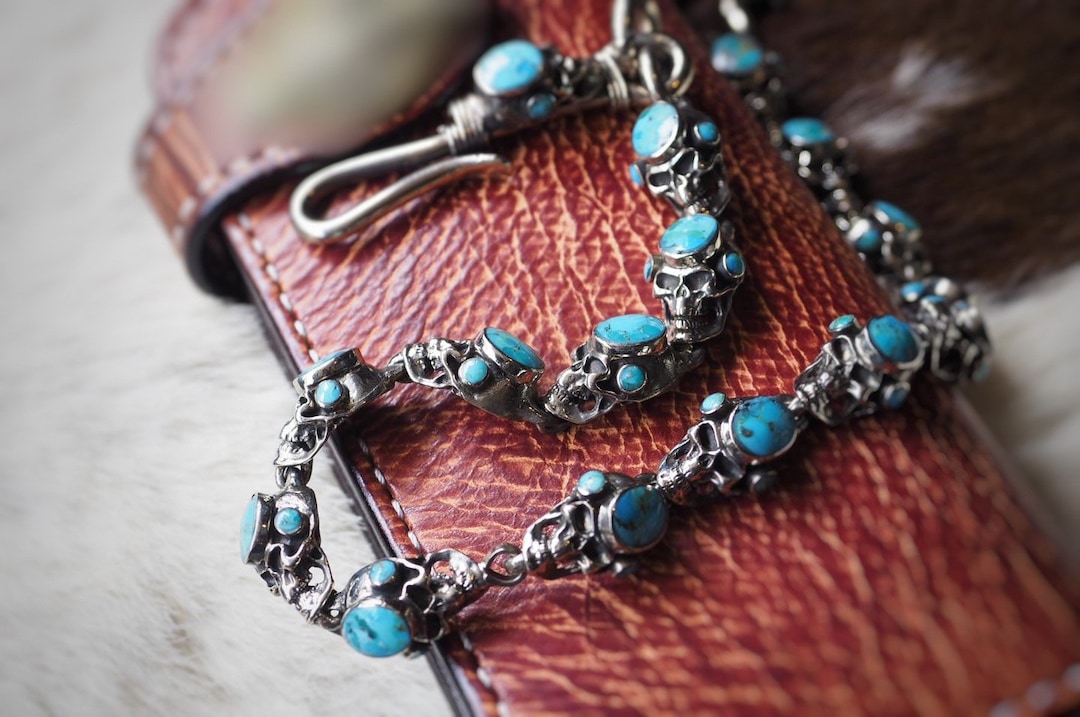 Biker White Bronze Chain Wallet Metal Chain Biker Keychain Wallet