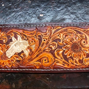 Cartera de cuero tallada a mano, cartera floral, cartera plegable estilo vaquero occidental para hombre, cartera de cuero repujado, regalo para él, regalo para hombre, regalo para papá
