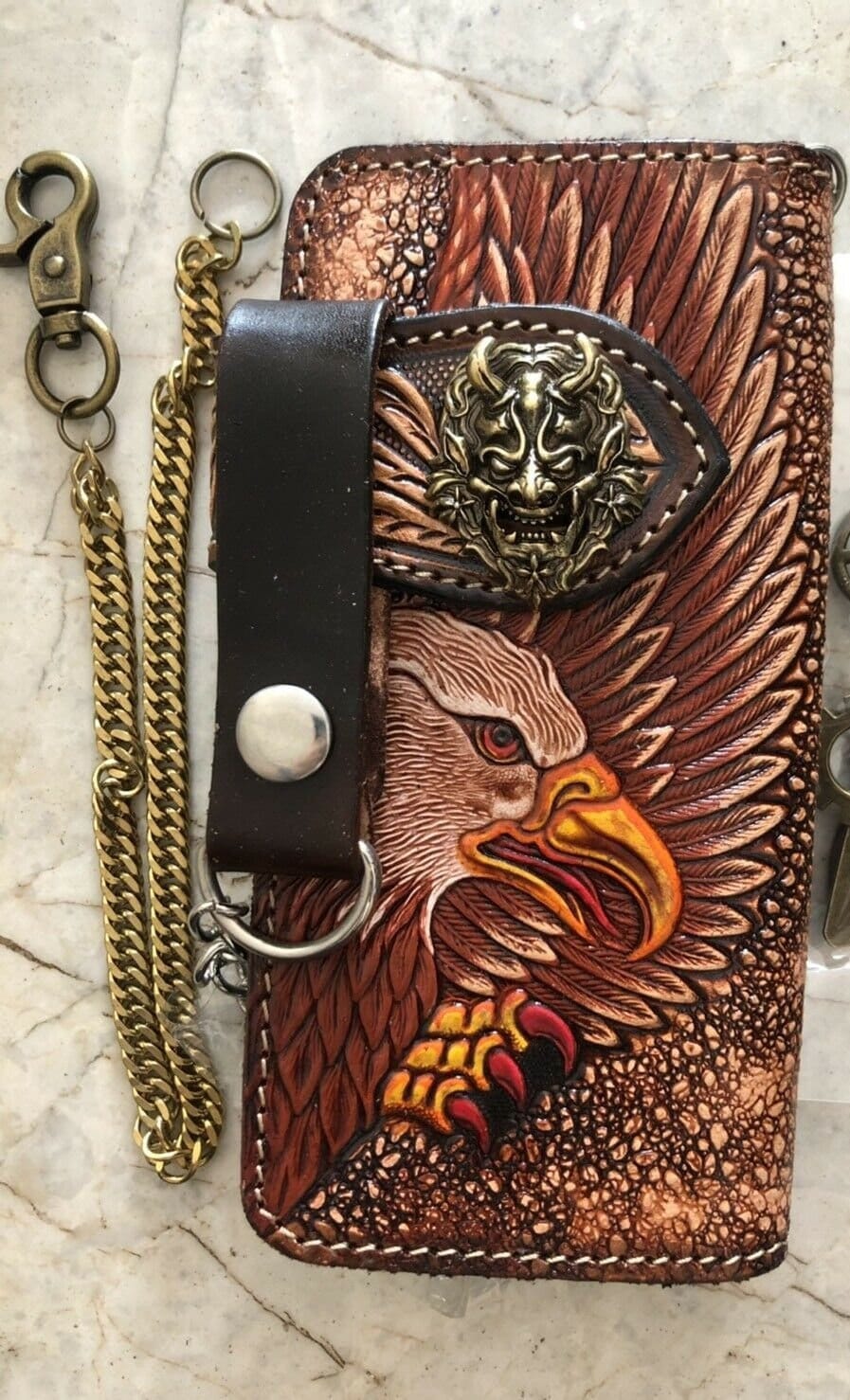 OLDGOD オールドゴッド UK BRIDLE WALLET CHAIN Made in Japan Brass Wallet Chain Knitted Handmade Eagle Hook