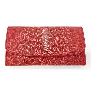 Red Stingray Wallet Genuine Stingray Skin Wallet Polished Stingray Leather Wallet Exotic Wallet Bifold Wallet Gift for Mom Gift For Her