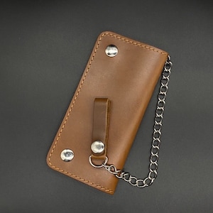 Leder Biker Brieftasche Kette Herren Bifold Brieftasche Handgefertigte Leder Brieftasche Kette Brieftasche Lange Brieftasche Biker Geschenk für Grad Geschenk für Männer Geschenk für ihn