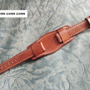 Brown Leather Watch Strap Band Handmade Leather Watch Band 24mm 23mm 22mm 21mm 20mm 19mm 18mm Custom Sized Cowhide Leather Gift Watch