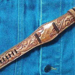Western Watchband Custom Leather Watch Strap Tooled Leather Watch Strap Carved Floral Watch Band 24mm 22mm 20mm 19mm 18mm Gift For Him