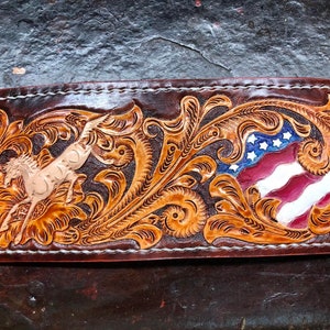 Cartera de cuero tallada a mano, cartera floral, cartera plegable estilo vaquero occidental para hombre, cartera de cuero repujado, regalo para él, regalo para hombre, regalo para papá