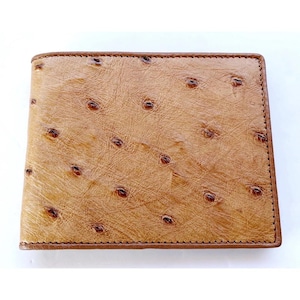 Bruine struisvogel portemonnee struisvogel lederen portemonnee echte struisvogelhuid portemonnee exotische portemonnee dubbele portemonnee cadeau voor hem cadeau voor haar cadeau voor mannen