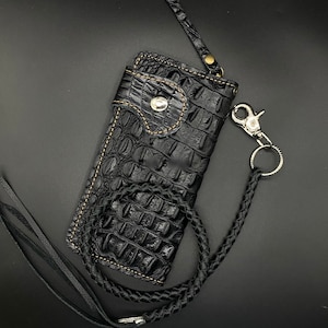 Leder Biker Brieftasche Kette Herren Bifold Brieftasche Handgefertigte Leder Lanyard Brieftasche Lange Brieftasche Biker Geschenk für Grad Geschenk für Männer Geschenk für ihn