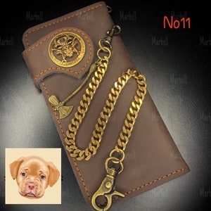 Leder Biker Brieftasche Kette Herren Bifold Brieftasche Handgefertigte Leder Brieftasche Kette Brieftasche Lange Brieftasche Biker Geschenk für Grad Geschenk für Männer Geschenk für ihn