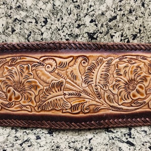 Cartera de cuero tallada a mano, cartera floral, cartera plegable estilo vaquero occidental para hombre, cartera de cuero repujado, regalo para él, regalo para hombre, regalo para papá