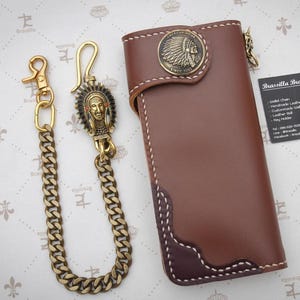 Leder Biker Brieftasche Kette Herren Bifold Brieftasche Handgefertigte Leder Brieftasche Kette Brieftasche Lange Brieftasche Biker Geschenk für Grad Geschenk für Männer Geschenk für ihn