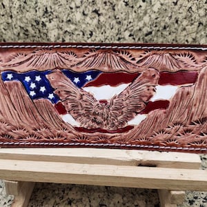 Cartera de cuero tallada a mano, cartera floral, cartera plegable estilo vaquero occidental para hombre, cartera de cuero repujado, regalo para él, regalo para hombre, regalo para papá