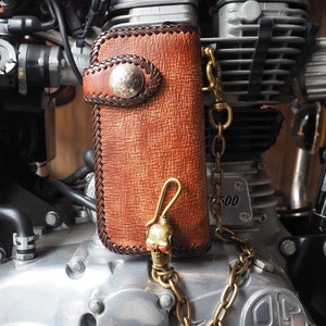 Leder Biker Brieftasche Kette Herren Bifold Brieftasche Handgefertigte Leder Brieftasche Kette Brieftasche Lange Brieftasche Biker Geschenk für Grad Geschenk für Männer Geschenk für ihn