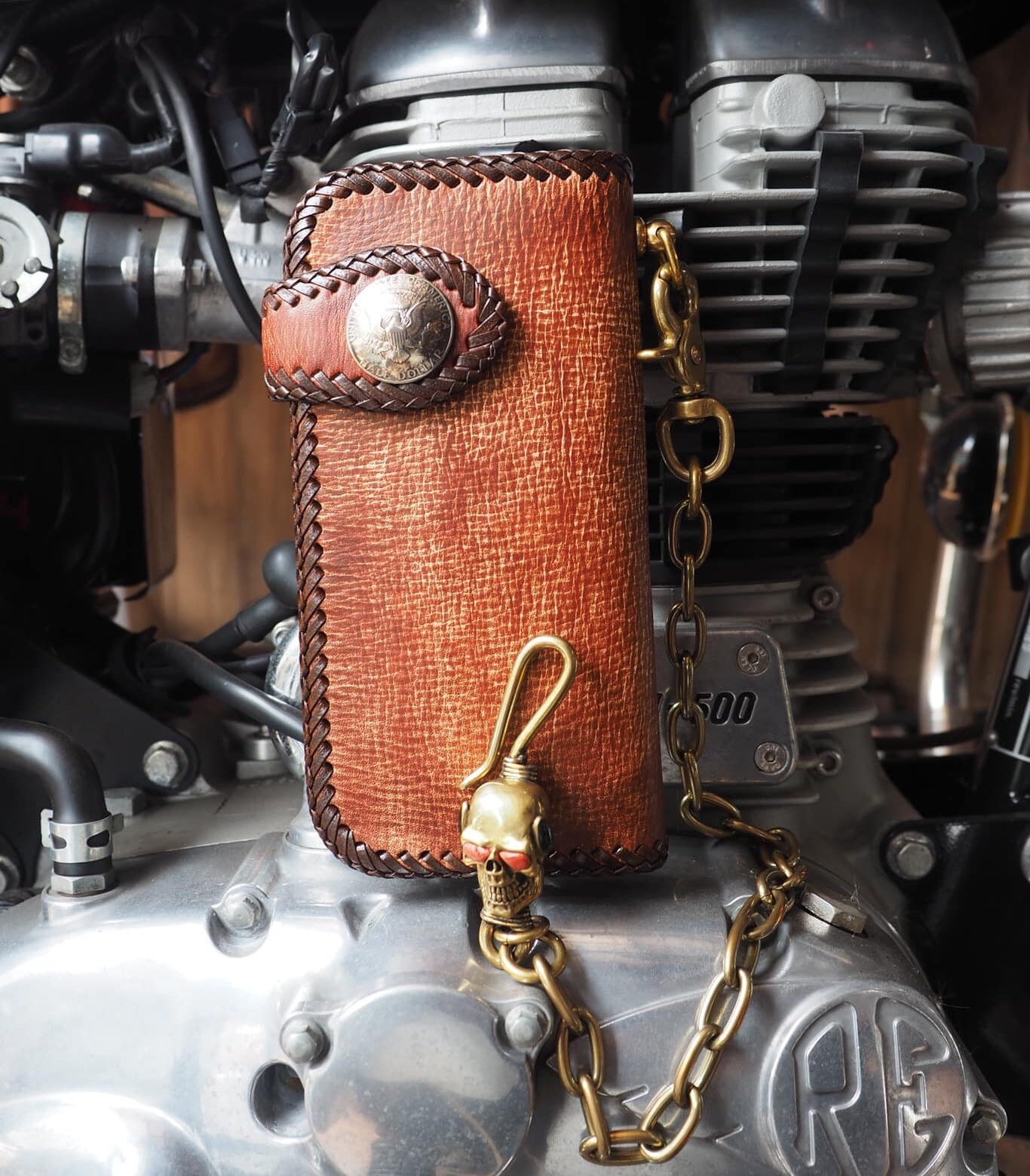 Leather Biker Wallet Chain Mens Bifold Wallet Handmade Leather Wallet Chain Wallet Long Wallet Biker Gift For Grad Gift For Men Gift For Him