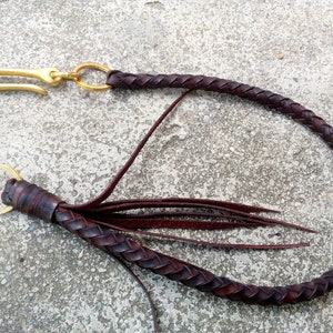 Braided Leather Wallet Chain Biker Leather Rope Wallet Chain Lanyard Wallet Chain Leather Cord Leather Chain Wallet Leather Strap Wallet