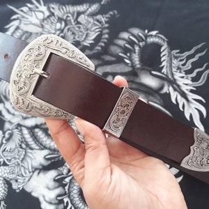 Handmade Men&#39;s Western Leather Belt Personalized Leather Belts Genuine Full Grain Leather Belt Removable Buckle Cowboy Belt Cowhide Strap