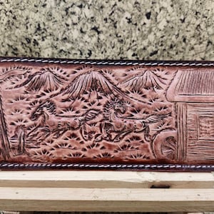 Cartera de cuero tallada a mano, cartera floral, cartera plegable estilo vaquero occidental para hombre, cartera de cuero repujado, regalo para él, regalo para hombre, regalo para papá