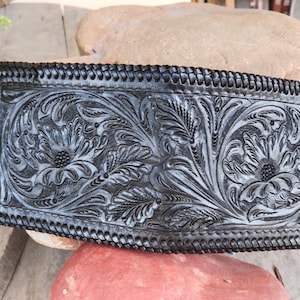 Cartera de cuero tallada a mano, cartera floral, cartera plegable estilo vaquero occidental para hombre, cartera de cuero repujado, regalo para él, regalo para hombre, regalo para papá