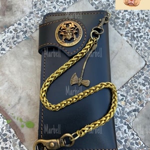 Leder Biker Brieftasche Kette Herren Bifold Brieftasche Handgefertigte Leder Brieftasche Kette Brieftasche Lange Brieftasche Biker Geschenk für Grad Geschenk für Männer Geschenk für ihn