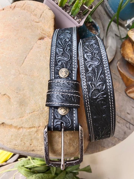 Handmade Men's Western Leather Belt Personalized Leather Belts Genuine Full  Grain Tooled Leather Belt Removable Buckle Cowboy Belt Strap