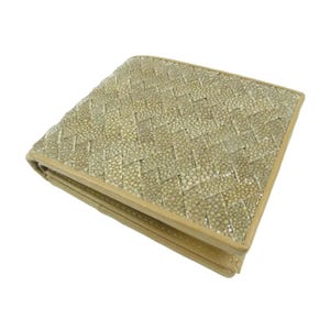 Beige portemonnee portemonnee echte pijlstaartrog huid portemonnee gepolijste pijlstaartrog lederen portemonnee exotische portemonnee dubbele portemonnee cadeau voor hem cadeau voor haar